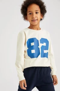 DeFacto Boys' Sports Crew Neck Printed Sweatshirt