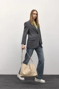 Shule Bags Agatha Leather Shoulder Bag Cream - Image 3
