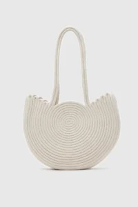 Shule Bags Gusta Medium Wicker Shoulder Bag Cream
