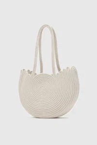 Shule Bags Gusta Medium Wicker Shoulder Bag Cream - Image 2