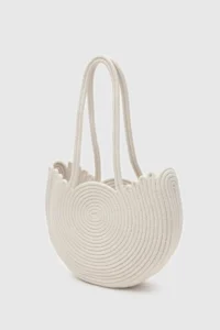 Shule Bags Gusta Medium Wicker Shoulder Bag Cream - Image 3