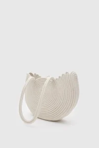 Shule Bags Gusta Medium Wicker Shoulder Bag Cream - Image 4
