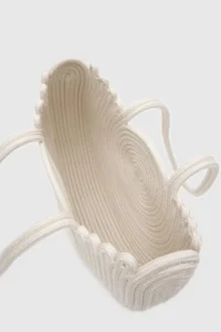 Shule Bags Gusta Medium Wicker Shoulder Bag Cream - Image 5