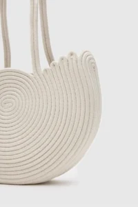 Shule Bags Gusta Medium Wicker Shoulder Bag Cream - Image 6