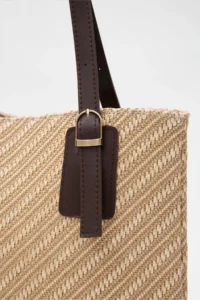 Shule Bags Valenne Wicker Omuz Bag Kahve - Image 4