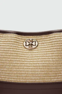 Shule Bags Urban Wicker Look Lockable Shoulder Bag Tan - Image 4