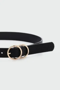 Shule Bags Double Round with buckle Faux Leather Belt Black - Image 2
