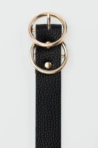 Shule Bags Double Round with buckle Faux Leather Belt Black - Image 3