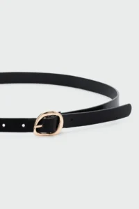 Shule Bags Asymmetric with buckle Thin Faux Leather Belt Black - Image 2