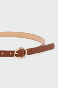 Shule Bags Asymmetric with buckle Thin Faux Leather Belt Tan - Image 2