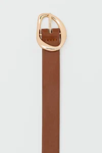 Shule Bags Asymmetric with buckle Thin Faux Leather Belt Tan - Image 3