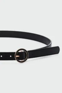 Shule Bags Round with buckle Faux Leather Belt Black - Image 2