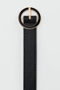 Shule Bags Round with buckle Faux Leather Belt Black - Image 3