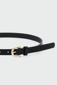 Shule Bags Oval with buckle Faux Leather Thin Belt Black - Image 2