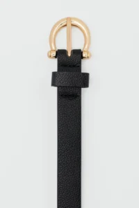 Shule Bags Oval with buckle Faux Leather Thin Belt Black - Image 3