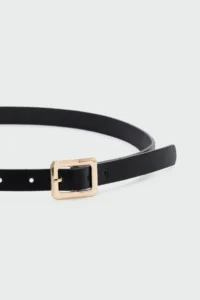 Shule Bags Rectangular with buckle Thin Faux Leather Belt Black - Image 2