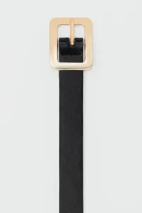 Shule Bags Rectangular with buckle Thin Faux Leather Belt Black - Image 3