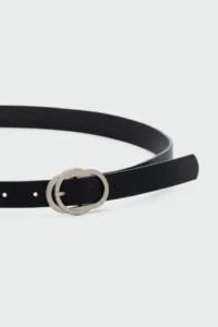 Shule Bags Round with buckle Faux Leather Belt Black - Image 2