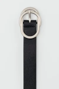 Shule Bags Round with buckle Faux Leather Belt Black - Image 3