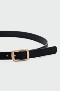 Shule Bags Rectangular with buckle Embroidered Faux Leather Belt Black - Image 2