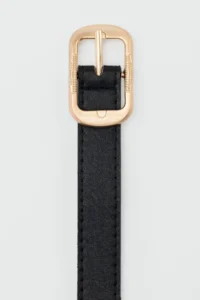 Shule Bags Rectangular with buckle Embroidered Faux Leather Belt Black - Image 3