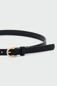 Shule Bags Oval with buckle Thin Faux Leather Belt Black - Image 2