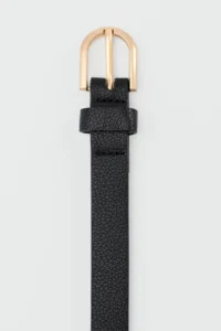 Shule Bags Oval with buckle Thin Faux Leather Belt Black - Image 3