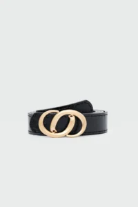 Shule Bags Asymmetric with buckle Faux Leather Belt Black