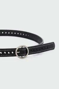 Shule Bags Round with buckle Delikli Faux Leather Belt Black - Image 2