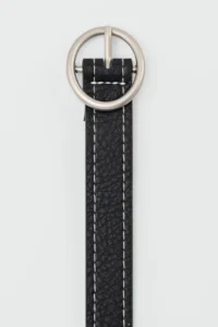Shule Bags Round with buckle Delikli Faux Leather Belt Black - Image 3