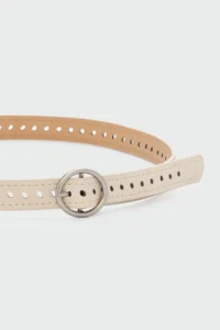 Shule Bags Round with buckle Delikli Faux Leather Belt Cream - Image 2