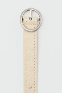 Shule Bags Round with buckle Delikli Faux Leather Belt Cream - Image 3