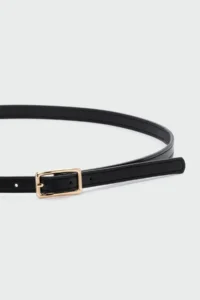 Shule Bags Rectangular with buckle Thin Faux Deni Belt Black - Image 2