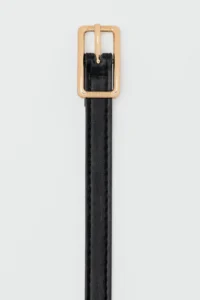 Shule Bags Rectangular with buckle Thin Faux Deni Belt Black - Image 3