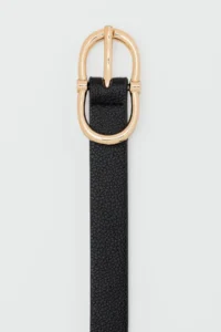 Shule Bags Oval with buckle textured Faux Leather Belt Black - Image 3