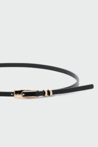 Shule Bags LONG Rectangular with buckle Thin Faux Leather Belt Black - Image 2
