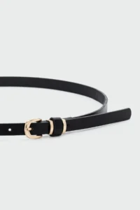 Shule Bags Oval with buckle Thin Faux Leather Belt Black - Image 2