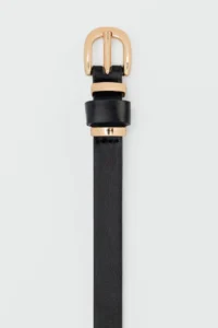 Shule Bags Oval with buckle Thin Faux Leather Belt Black - Image 3