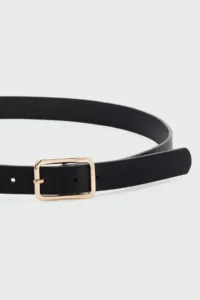 Shule Bags Rectangular with buckle Classical Leather Belt Black - Image 2