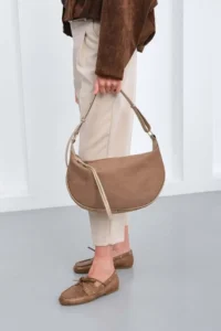 Shule Bags Poppin Suede Shoulder Bag Mink - Image 6