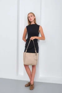 Shule Bags Chiara Charm Shoulder Bag Beige - Image 2