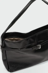 Shule Bags Giulio Belt Detailed Shoulder Bag Black - Image 6