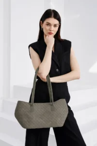 Shule Bags Veneta Suede Shopper Shoulder Bag Mink - Image 2