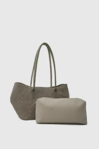 Shule Bags Veneta Suede Shopper Shoulder Bag Mink - Image 3