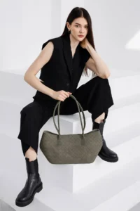 Shule Bags Veneta Suede Shopper Shoulder Bag Mink - Image 4