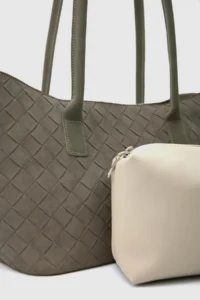 Shule Bags Veneta Suede Shopper Shoulder Bag Mink - Image 5