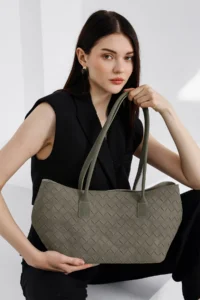 Shule Bags Veneta Suede Shopper Shoulder Bag Mink - Image 6