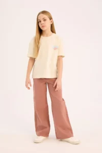 DeFacto Oversize Wide Fit Crew Neck Printed Short Sleeve T-Shirt Girls - Image 2