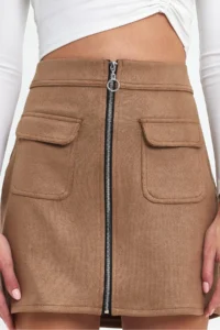 Ceylen Pocket Detay Suede Skirt - Image 2