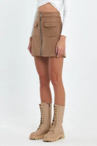 Ceylen Pocket Detay Suede Skirt - Image 4